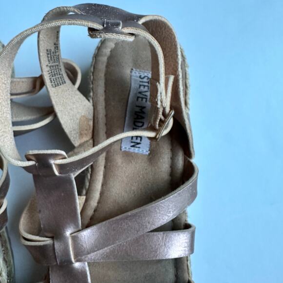 Steve Madden Jemelli Rose Gold Espadrille Gladiator Sandals - Picture 3 of 7